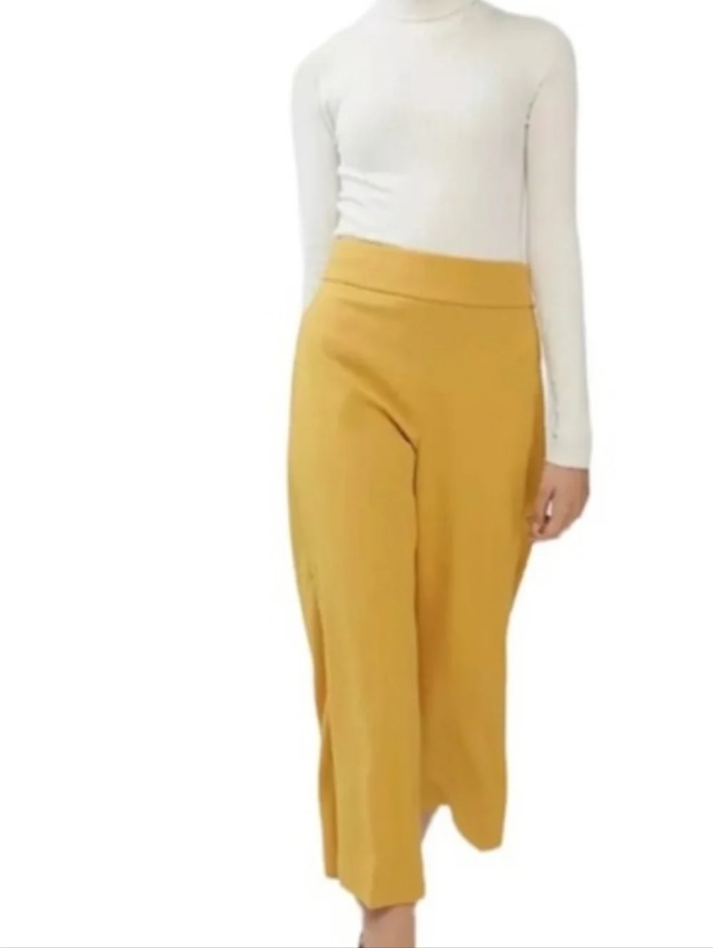 Express Mustard Wide-Leg Cropped Pants